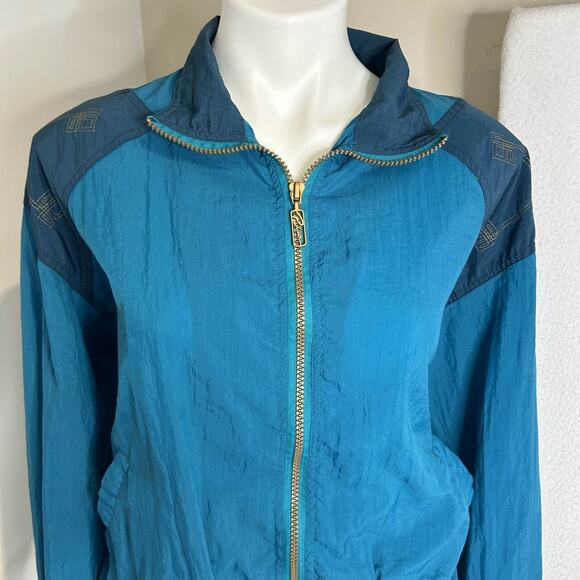 VTG Y2K Puma Tracksuit Womens Nylon Jacket Pant Set L Blue Retro Zip Up Hip Hop - Picture 3 of 16
